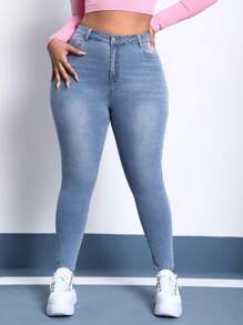 SHEIN EZwear Plus Stevige Skinny jeans