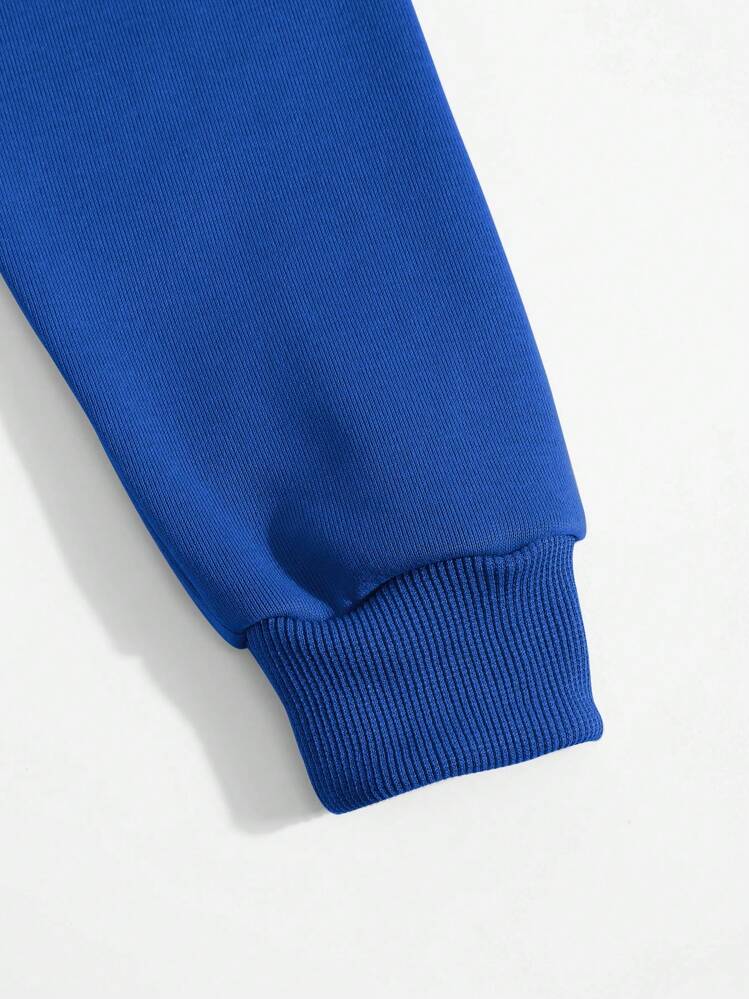 INAWLY Sudadera con capucha con bolsillo tipo canguro, cordón y forro térmico con estampado de letra, manga larga - azul real - Añade 6