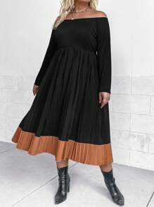 SHEIN LUNE Hơn Off Shoulder Viền xếp Đầm - màu đen - Xem 4