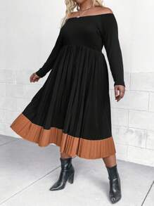 SHEIN LUNE Hơn Off Shoulder Viền xếp Đầm - màu đen - Xem 5