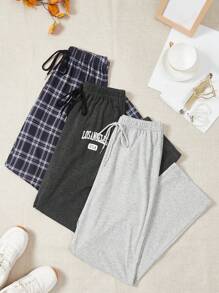 3 bucăți în carouri și litere grafice cu șnur în talie