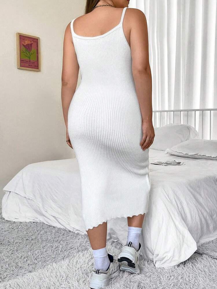 Plus Lettuce Trim Cami Sweater Dress