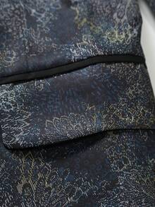 Manfinity AFTRDRK 男士大码滿版圖案青果領單釦西裝外套