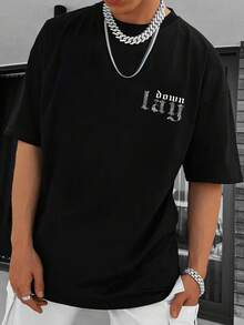 Manfinity LEGND Lỏng lẻo phù hợp Nam Kích thước lớn Đồ họa Chữ cái Thả vai Áo thun - màu đen - Xem 5