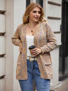 Calvaya 大码段染插肩袖开衫 - 彩色 - 查看 6