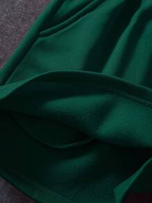 INAWLY Letter Graphic Drawstring Waist Track Shorts - Dark Green - View 4