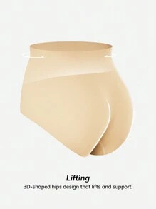 LUVLETTE Plus Women High-Rise No-Show Brief Smoothing Brief - Apricot - View 6