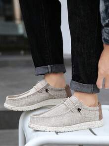 Nam Mùa thu Mới Giải trí Bằng phẳng Giày vải , Thoáng khí Giày thể thao Đối với Chân to - Màu be - Xem 5