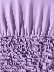 SHEIN Tween Girl Solid Cold Shoulder Hooded Dress