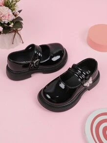 Simple And Stylish Metal Buckle Decorated Casual Party Princess Shoes - Black - View 4
