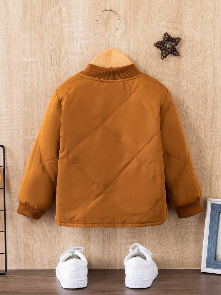 Baby Boy 1pc Flap Pocket Zipper Front Bomber Jacket