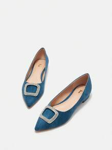 SheIn BIZ 女性時尚,休閒和舒服的單鞋適合春天和夏天 - 藍色 - 查看 1