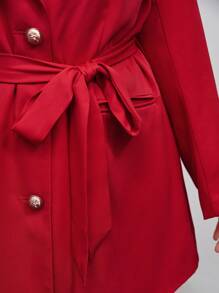 BizChic 大碼西裝領腰帶西裝洋裝 - 紅色 - 查看 6