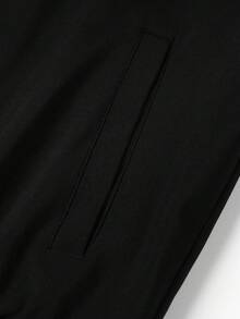 Manfinity Homme 1件男士寬鬆款字母印花拉鍊連帽夾克,帶束口 - 黑色 - 查看 4