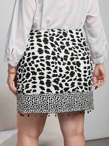 SHEIN Privé 大碼斑點印花側打結裹身裙 - 彩色 - 查看 2