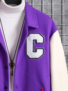 Manfinity Homme Lỏng lẻo phù hợp Nam Thư được vá Sọc trang trí Khối màu Áo khoác Không có áo len - Nhiều màu - Xem 4