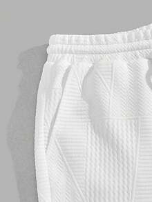 Manfinity RebelGame Men Drawstring Waist Sweatpants - White - View 3