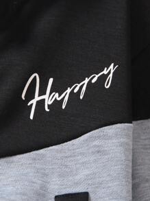 SHEIN 小男孩字母圖案拼色拉鍊連帽衫和運動褲（不含毛衣） - 彩色 - 查看 6