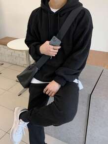 DAZY Nam Thả vai Dây rút Áo Hoodie & Quần thể thao - màu đen - Xem 1