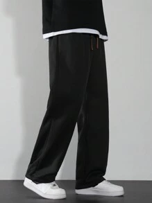 Men Drawstring Waist Straight Leg Pants