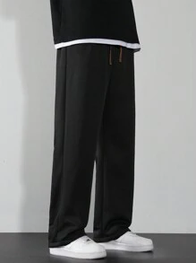 Men Drawstring Waist Straight Leg Pants