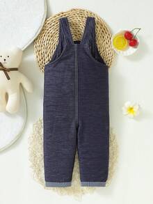 SHEIN 男嬰狗狗刺繡前蝴蝶結背帶連身褲 - 彩色 - 查看 2