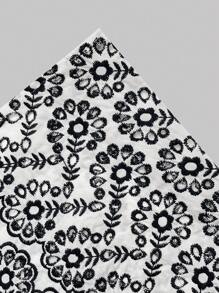 GENKIRA In Toàn bộ Ống tay áo Xù Hoa Sen Đầm - Đen và trắng - Xem 4