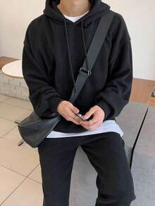 DAZY Nam Thả vai Dây rút Áo Hoodie & Quần thể thao - màu đen - Xem 4