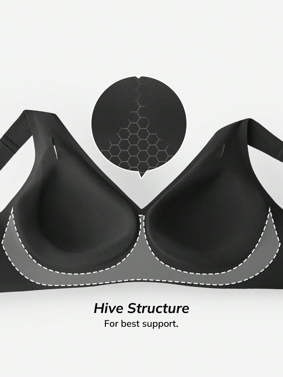 Plus Black Wireless Seamless Plunge Lounge No Show T-Shirt Sticky Basic SizeFreedom Bra Comfortable Must-Haves Also Suitable For Teen Girl & Young Kid