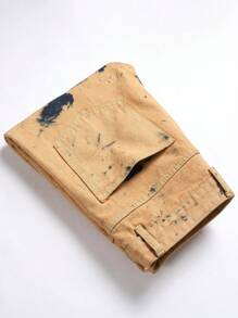 男士紮染破洞抽鬚牛仔褲 - 黃色 - 查看 8