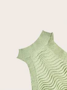 SHEIN ICON Solid Pointelle Knit Sweater Dress