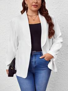 SHEIN LUNE 大碼西裝 - 白色 - 查看 3