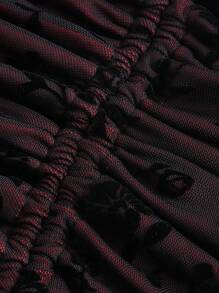 SHEIN MOD Vestido de tirantes con estampado floral con cordón delantero - Negro - Ver 4