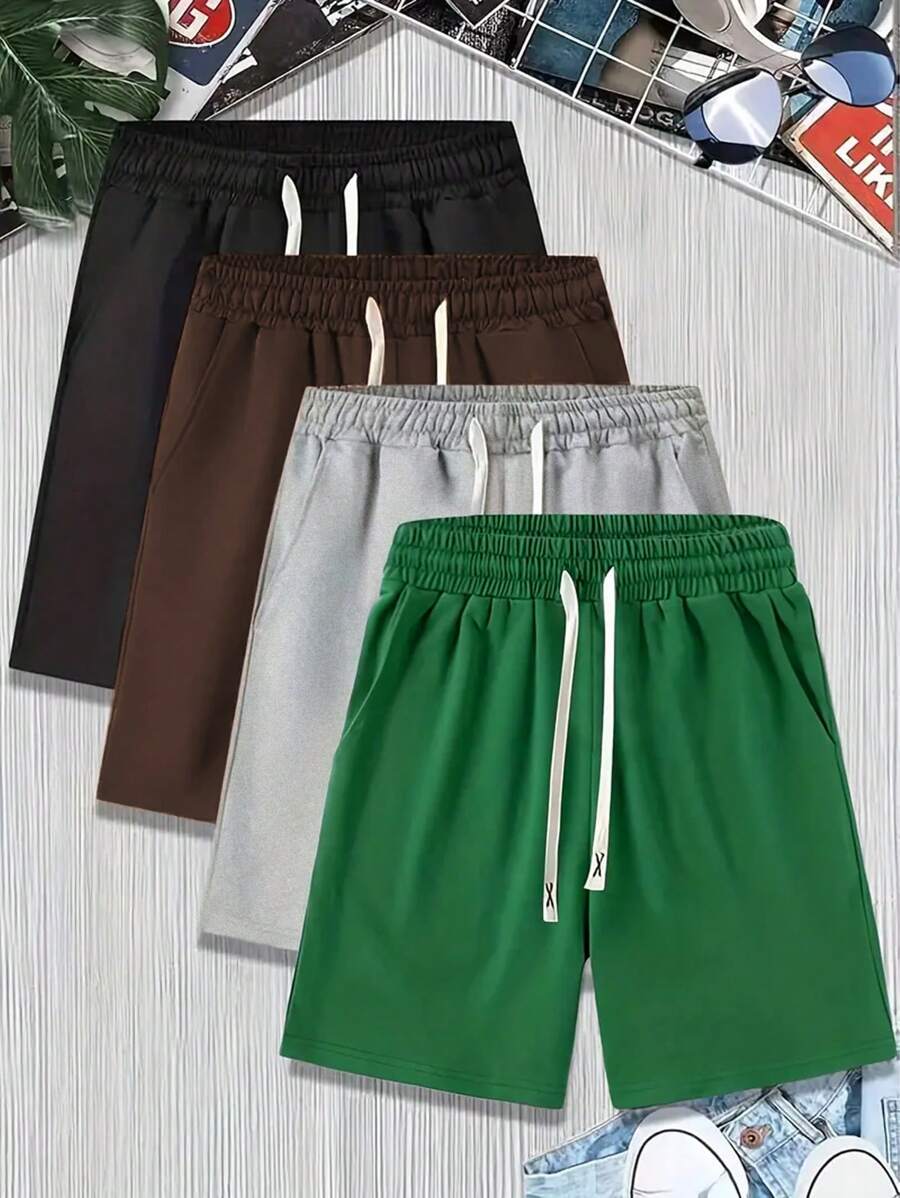 Manfinity Homme Men Plus 4pcs Drawstring Waist Shorts - Multicolor - View 1