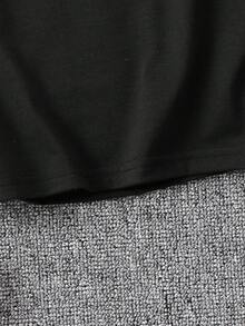 SHEIN Chico joven Camiseta con slogan & con estampado de cara de dibujos animados - Negro - Ver 6