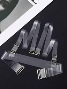 3 Pcs Clear Strap Transparent Invisible Bra Strap Shoulder Straps Anti-Slip Sexy Strapless Bra Accessory With Metal Hook,Bra,Lingerie, Boob Tape, Push Up Bra, Lingerie For Women, Suitable For Formal Dresses, Dates, Wedding, Travel, Vacation, Holiday, Festival, Bride, Spring - Clear - View 1