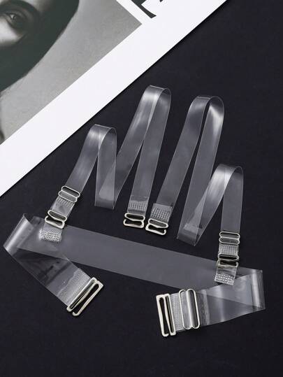 3 Pcs Clear Strap Transparent Invisible Bra Strap Shoulder Straps Anti-Slip Sexy Strapless Bra Accessory With Metal Hook,Bra,Lingerie, Boob Tape, Push Up Bra, Lingerie For Women, Suitable For Formal Dresses, Dates, Wedding, Travel, Vacation, Holiday, Festival, Bride, Spring