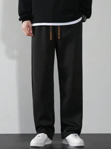 Men Drawstring Waist Straight Leg Pants