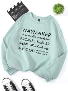 INAWLY Plus Slogan Graphic Thermal Lined Sweatshirt, For Winter