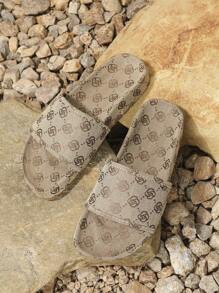 Women Retro Floral Print Flat Slip-On Casual Comfortable Outdoor Slide Sandals, Elegant Beach Slippers - Apricot - View 5