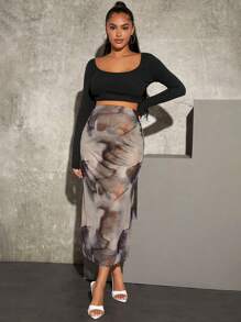 MaterniChic Graviditetskläder Justerbar Midja Batikfärg Kjolar - Multifärgad - Visa 4