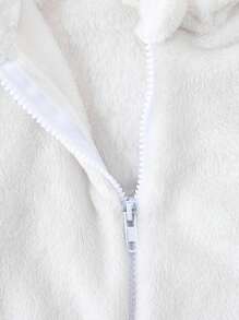 SHEIN Đứa bé trai Hai âm Thiết kế tai 3D áo có mũ Dây kéo mặt trước Trang phục áo liền quần - Nhiều màu - Xem 4