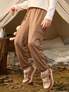 SHEIN 男大童3D熊裝飾衛褲 - 棕色 - 查看 7