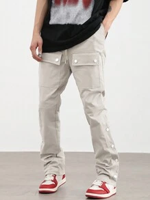 Manfinity EZcore Men Flap Pocket Side Pants - Beige - View 4