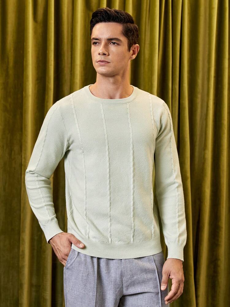 Men Solid Seam Detail Sweater