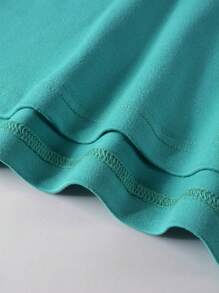 Manfinity Homme Men Letter Graphic Curved Hem Tee - Mint Blue - View 4