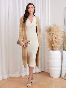 Modelyn 段染落肩开衫 - 彩色 - 查看 4