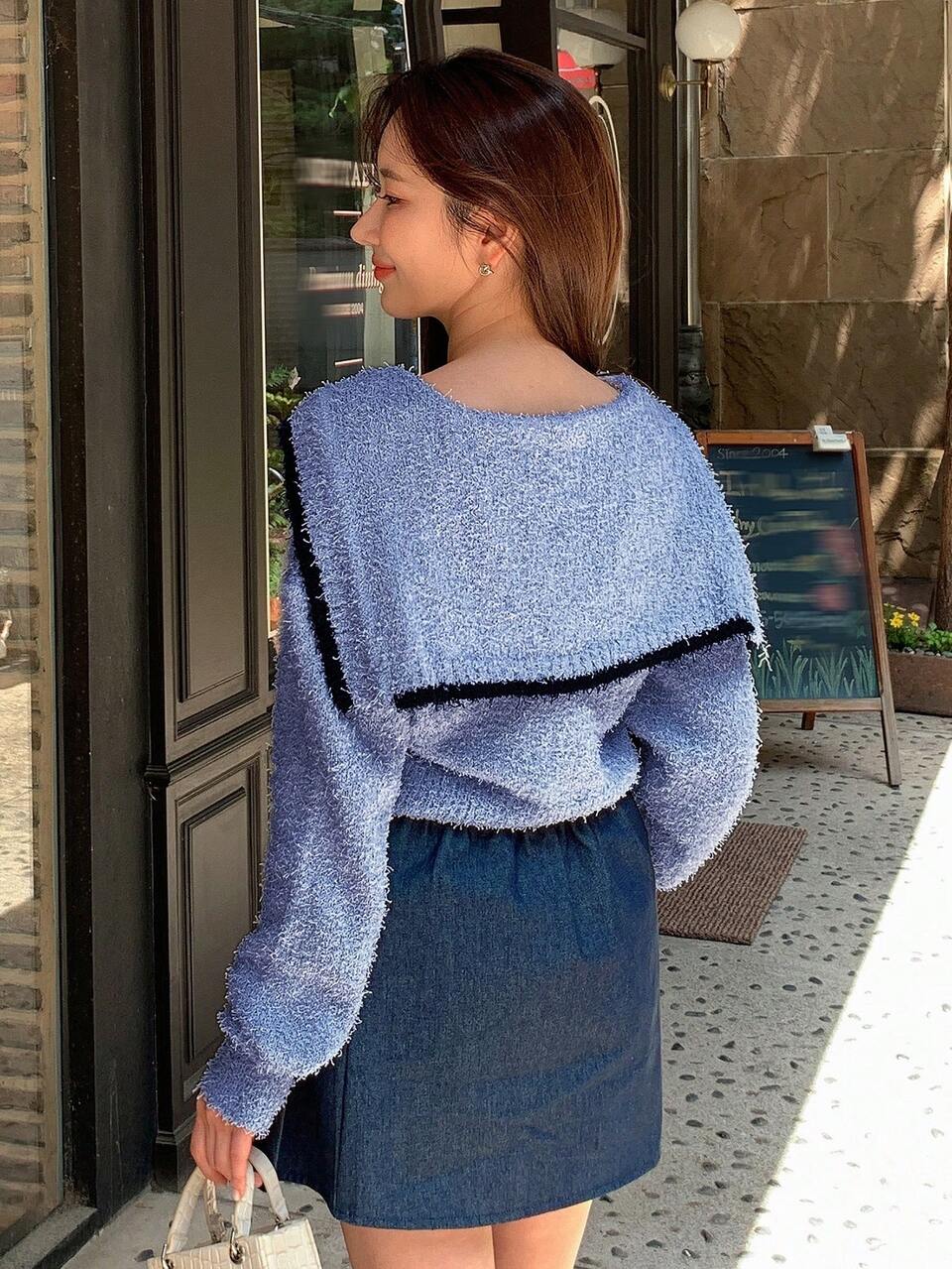 Contrast Binding Drop Shoulder Pocket Patched Cardigan