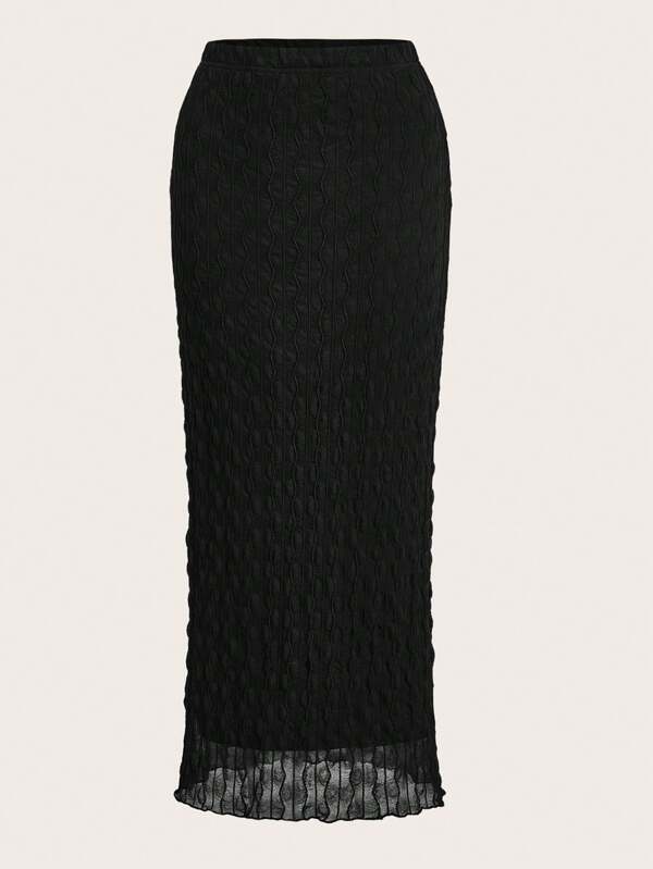 SHEIN EZwear Solid Textured Skirt