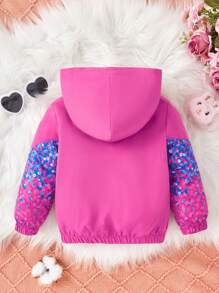 Baby Girl Graphic Zip Up Hooded Jacket - Multicolor - View 2
